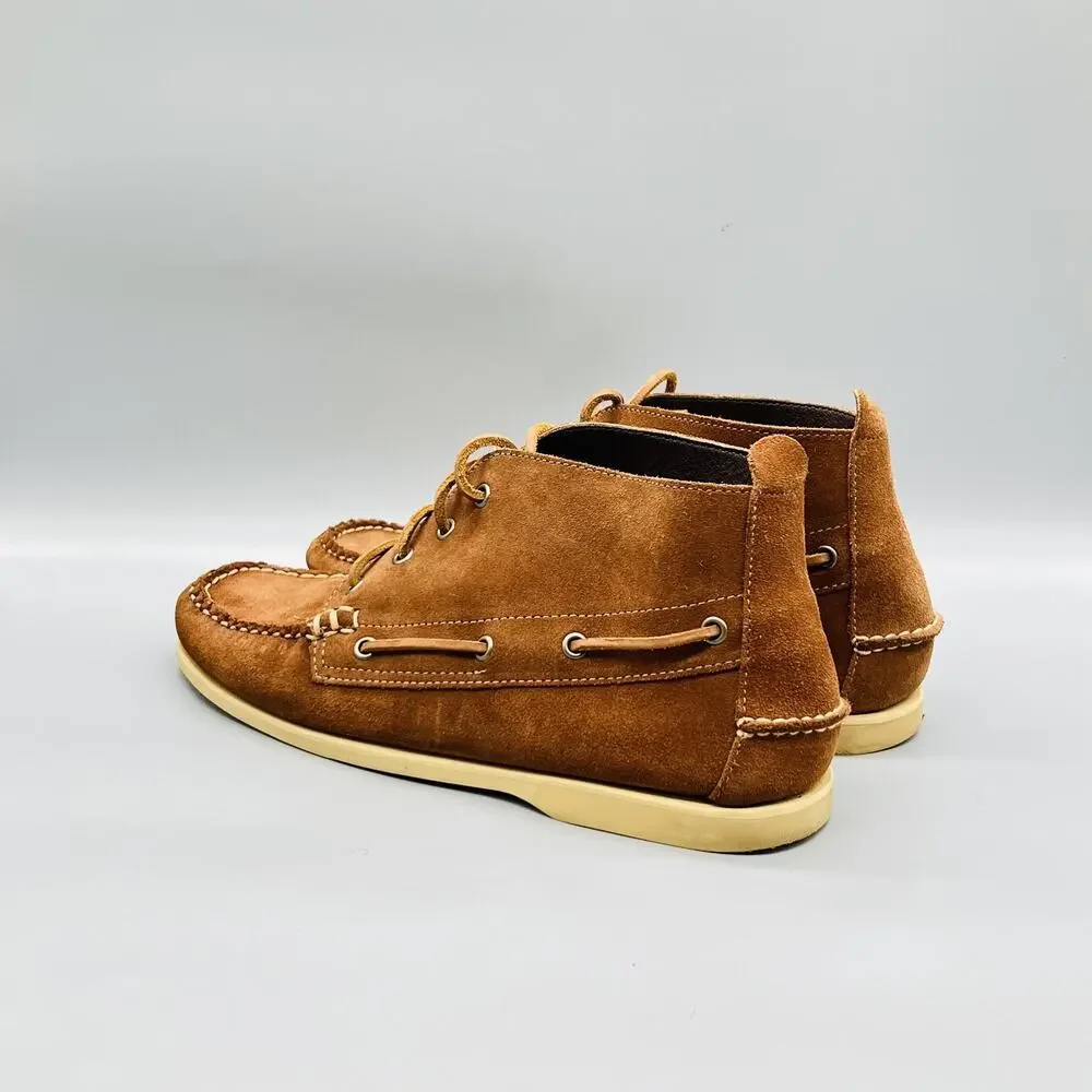 J Crew Shoes Mens 11 Brown Leather Boat Chukka Moc Toe Casual Comfort Walking